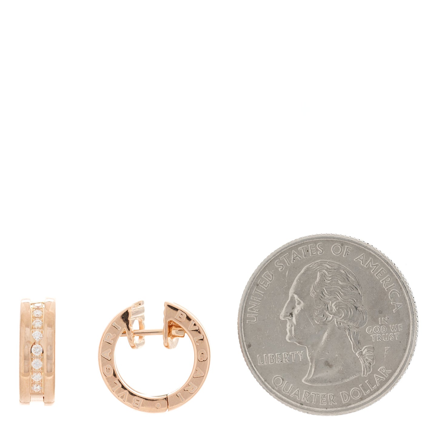 18K Rose Gold Diamond Small B.Zero1 Hoop Earrings