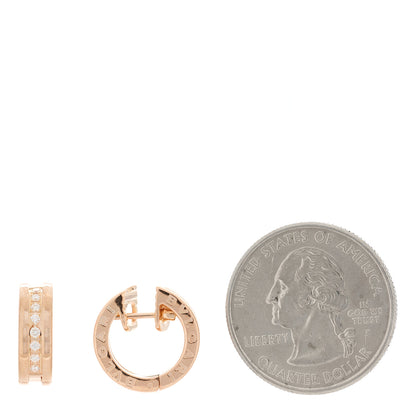 Bulgari 18K Rose Gold Diamond Small B.Zero1 Hoop Earrings 2 of 5