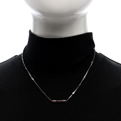 Gucci 18K White Gold Pink Tourmaline Link to Love Bar Necklace 2 of 5