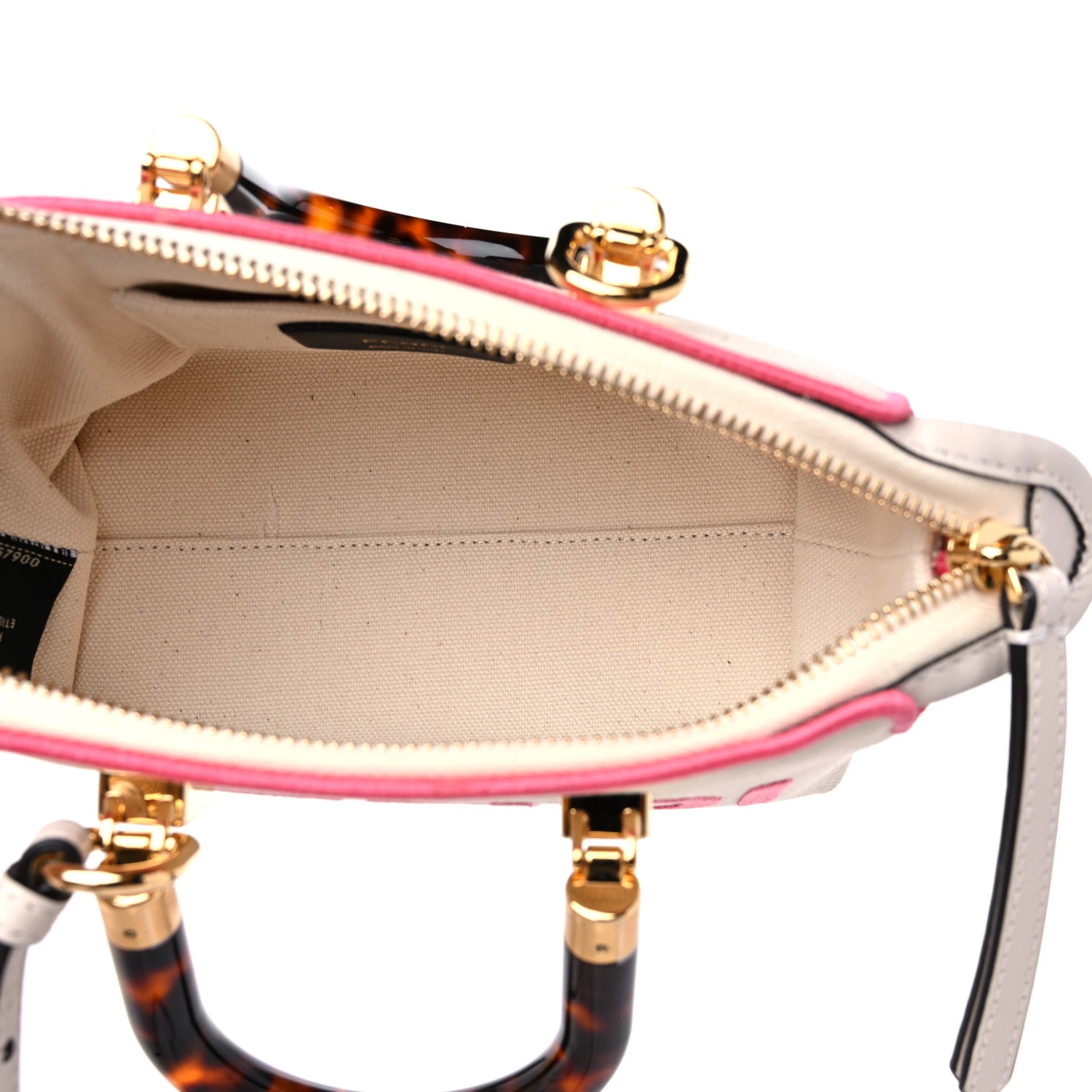 Fendi Canvas Vitello King Plexiglass Logo Embroidered Mini By The Way Top Handle Boston Bag Grezzo Pink Dalia 5 of 10