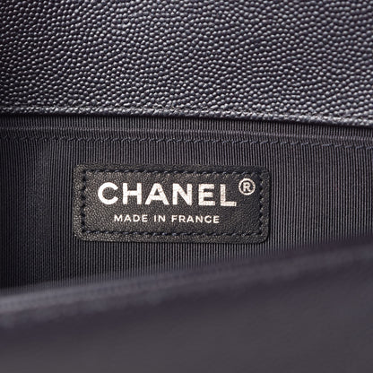 Chanel Metallic Caviar Quilted Medium Boy Flap Navy 6 of 8