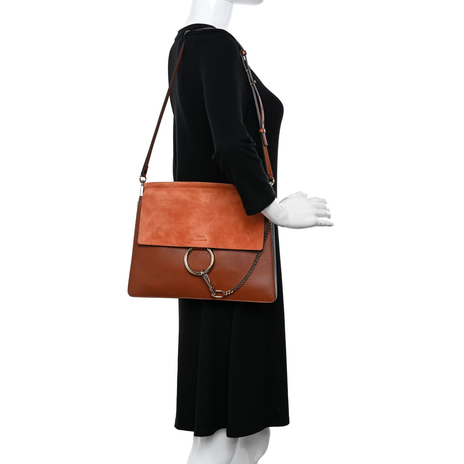 Chloe Suede Calfskin Medium Faye Shoulder Bag Tobacco 2 of 12