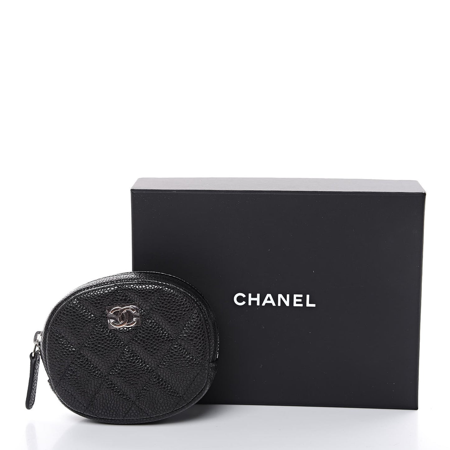 Caviar Quilted Zip Around Classic Coin Purse Black