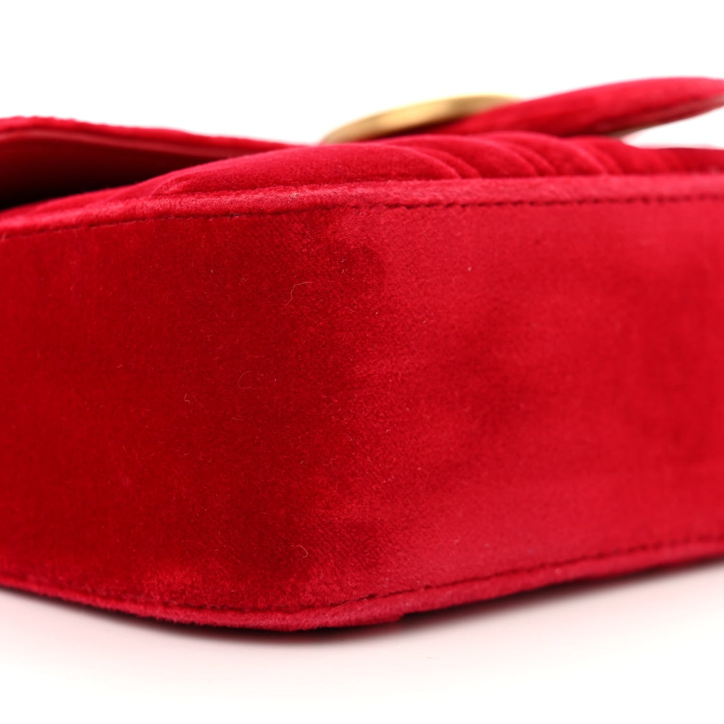 Velvet Matelasse Mini GG Marmont Shoulder Bag Hibiscus Red