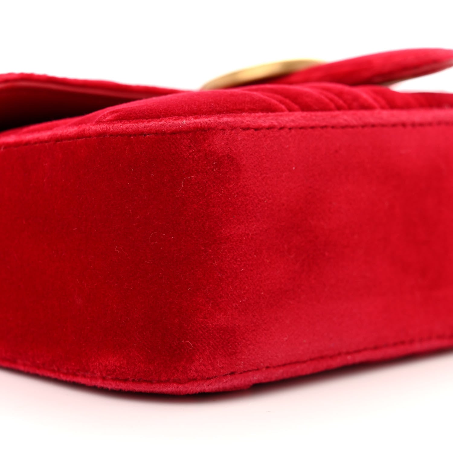 Gucci Velvet Matelasse Mini GG Marmont Shoulder Bag Hibiscus Red 9 of 11