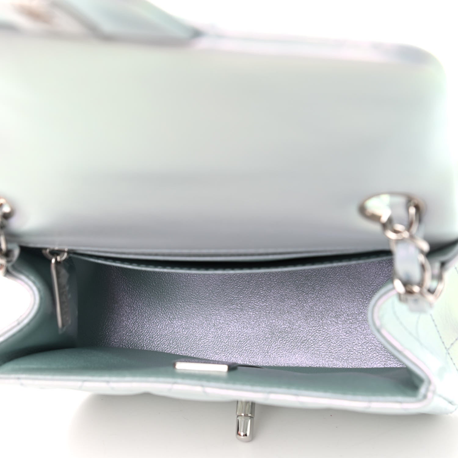 Chanel Iridescent Lambskin Quilted Mini Square Flap Light Blue 5 of 9