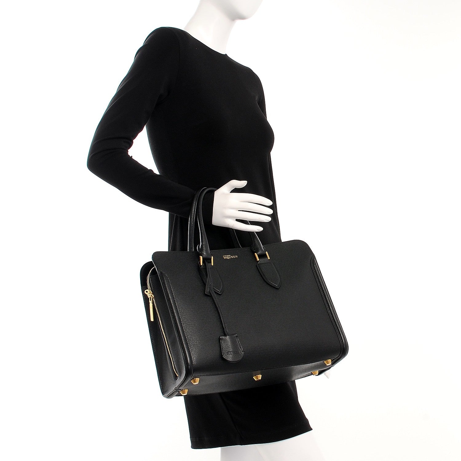 Alexander McQueen Saffiano Heroine Open Tote Black 2 of 9