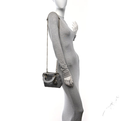 Christian Dior Metallic Lambskin Cannage Mini Lady Dior Grey 3 of 15