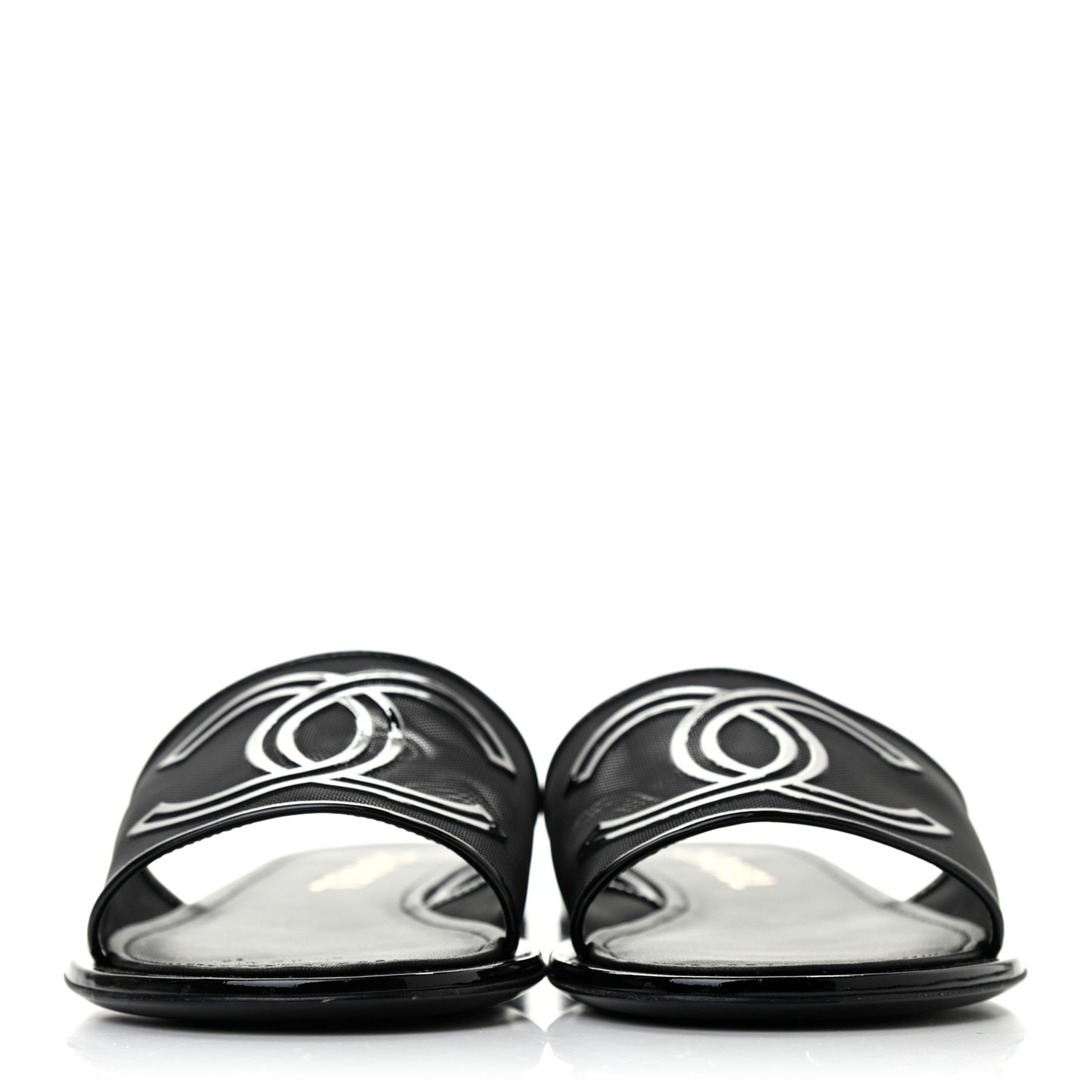 Mesh Patent Calfskin CC Mules 39 Black