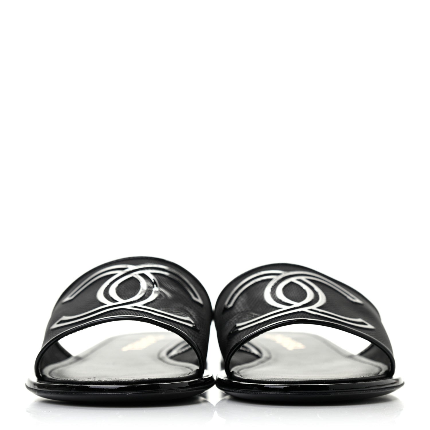 Chanel Mesh Patent Calfskin CC Mules 39 Black 2 of 5