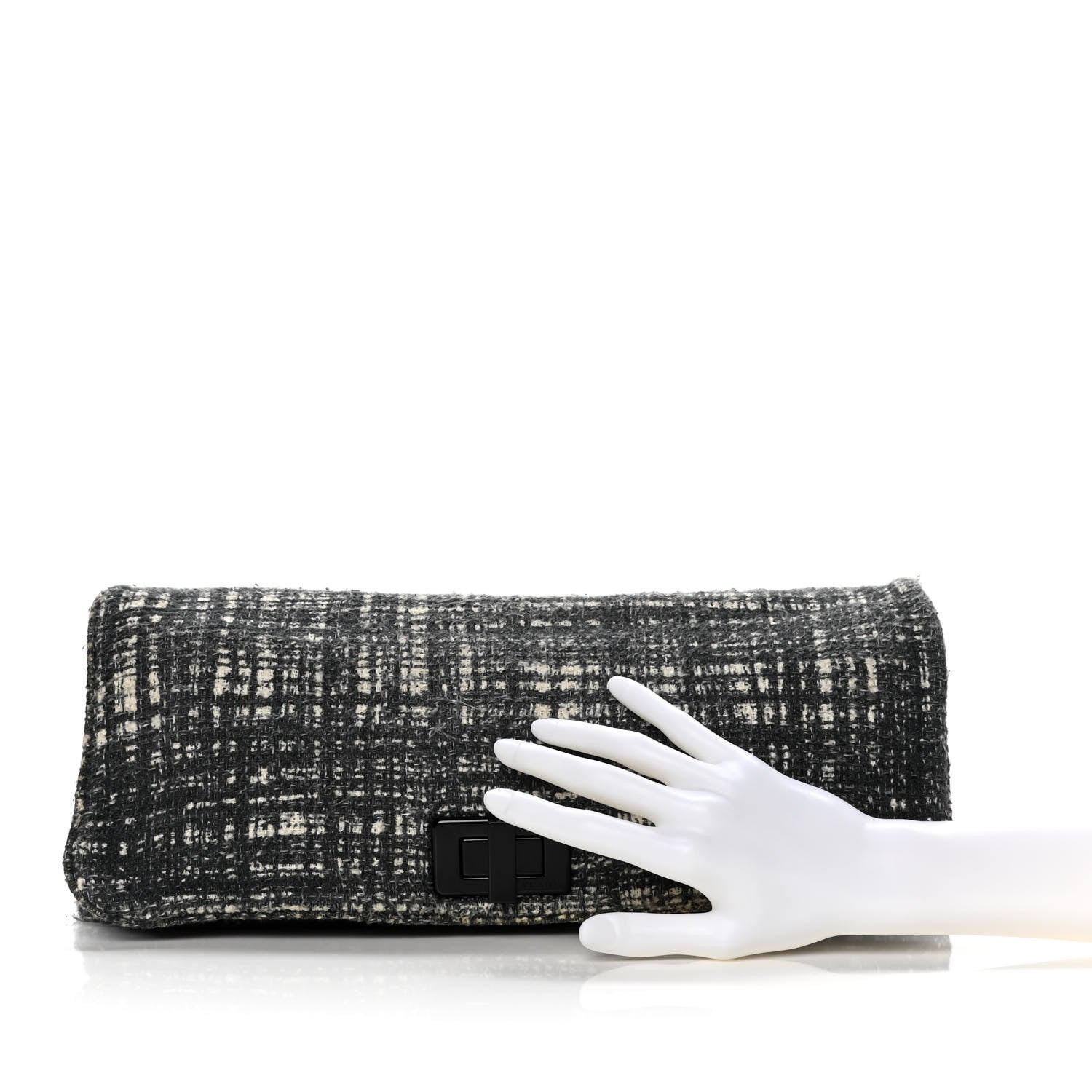 Prada Tweed Clutch Black White 2 of 12