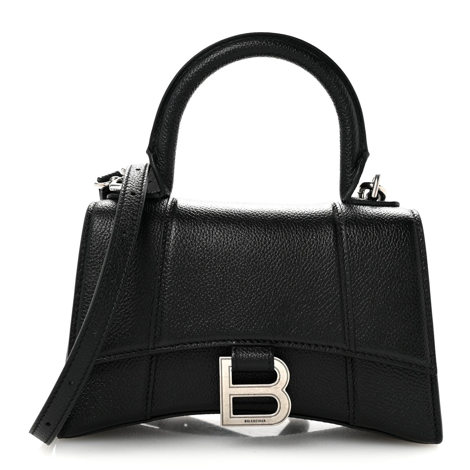 Balenciaga Grained Calfskin Hourglass Top Handle Bag XS Black 1 of 10