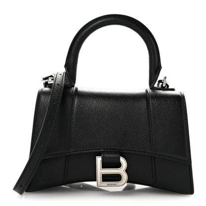 Balenciaga Grained Calfskin Hourglass Top Handle Bag XS Black 1 of 10