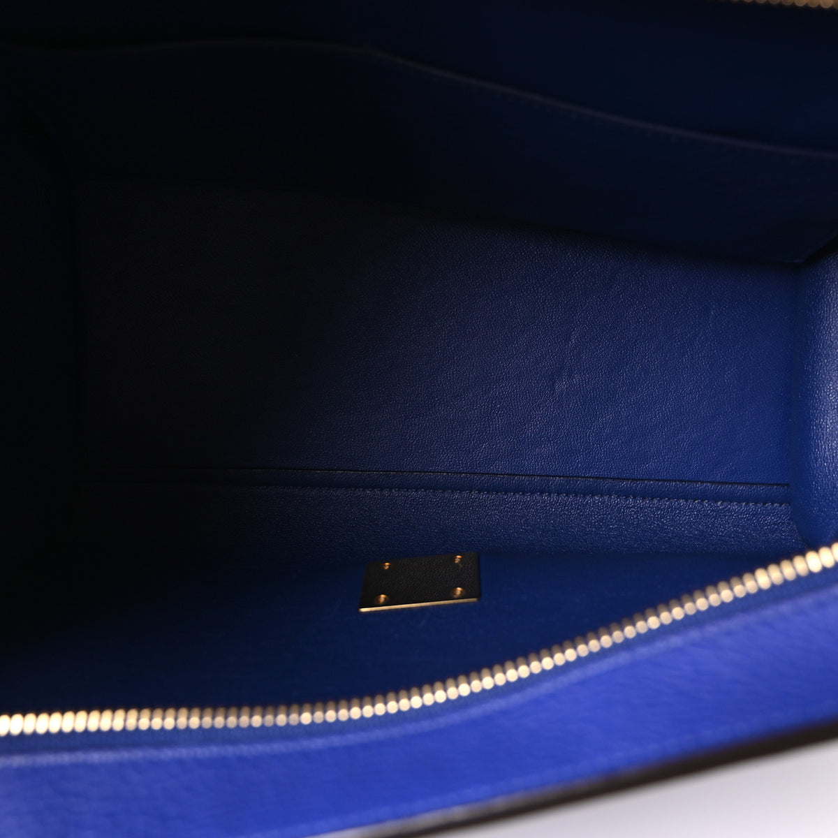 Celine Drummed Calfskin Suede Small Trapeze Indigo 5 of 9