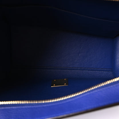 Celine Drummed Calfskin Suede Small Trapeze Indigo 5 of 9