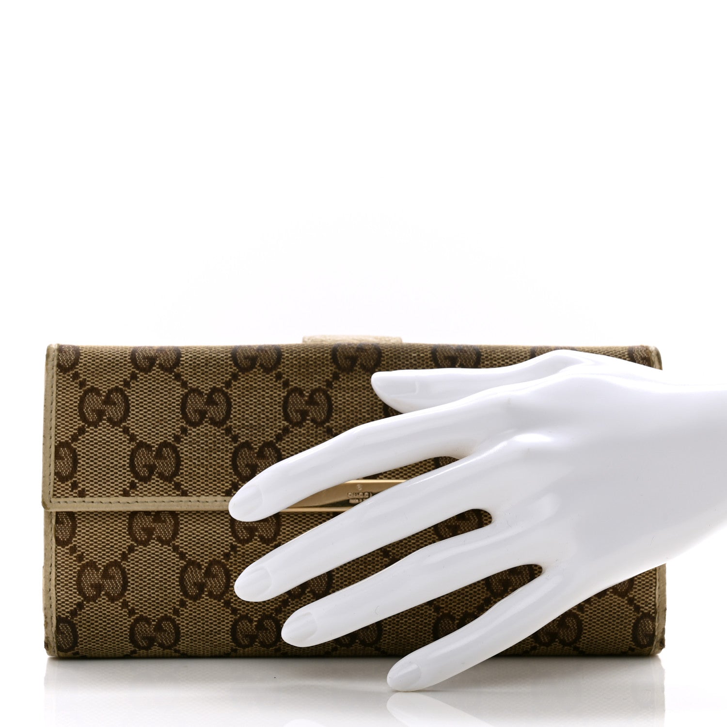 Gucci Monogram Metal Bar Continental Flap Wallet Off White 2 of 11