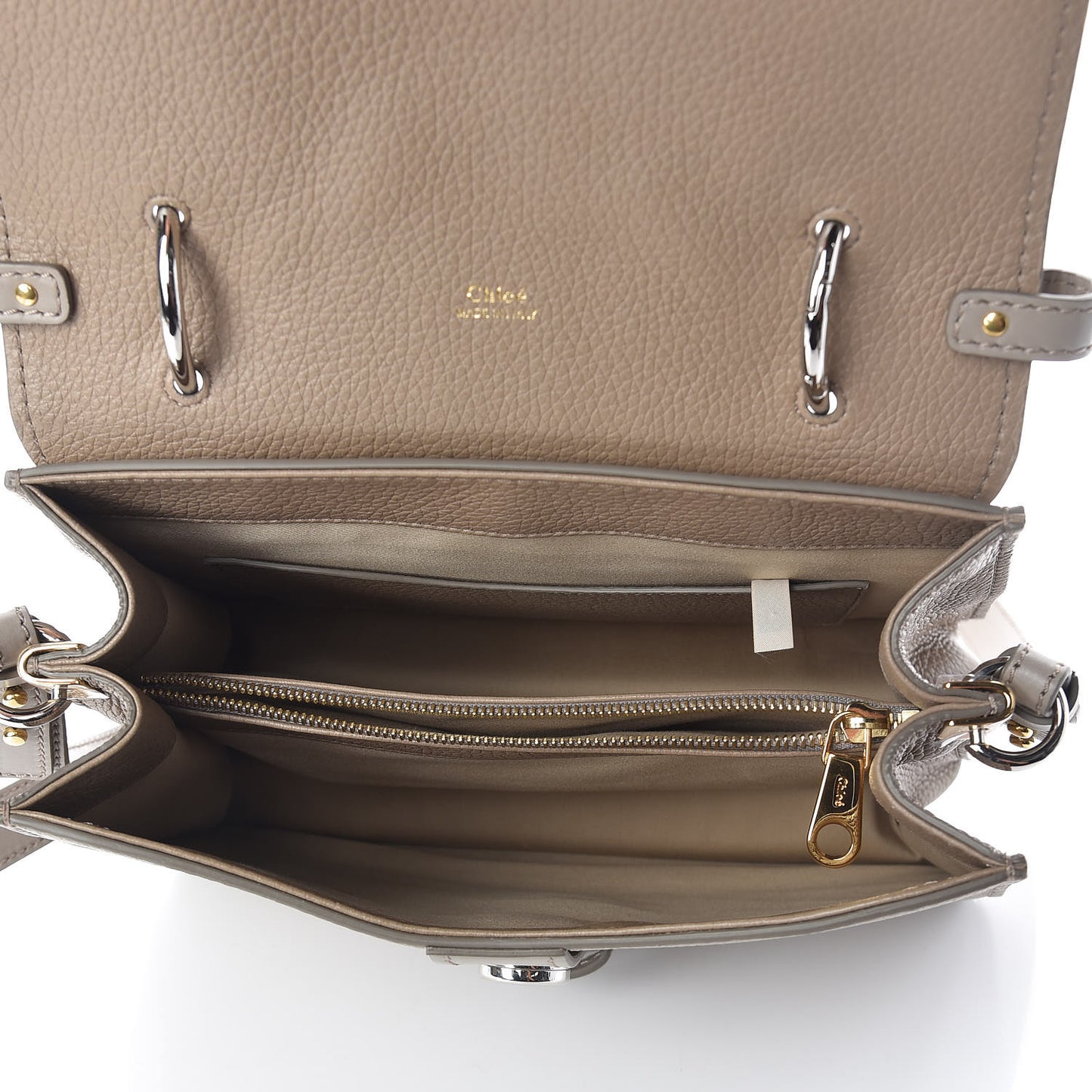 Shiny Grained Calfskin Medium Aby Day Shoulder Bag Motty Grey