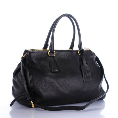 Prada Cervo Double Zip Satchel Nero Black 3 of 7