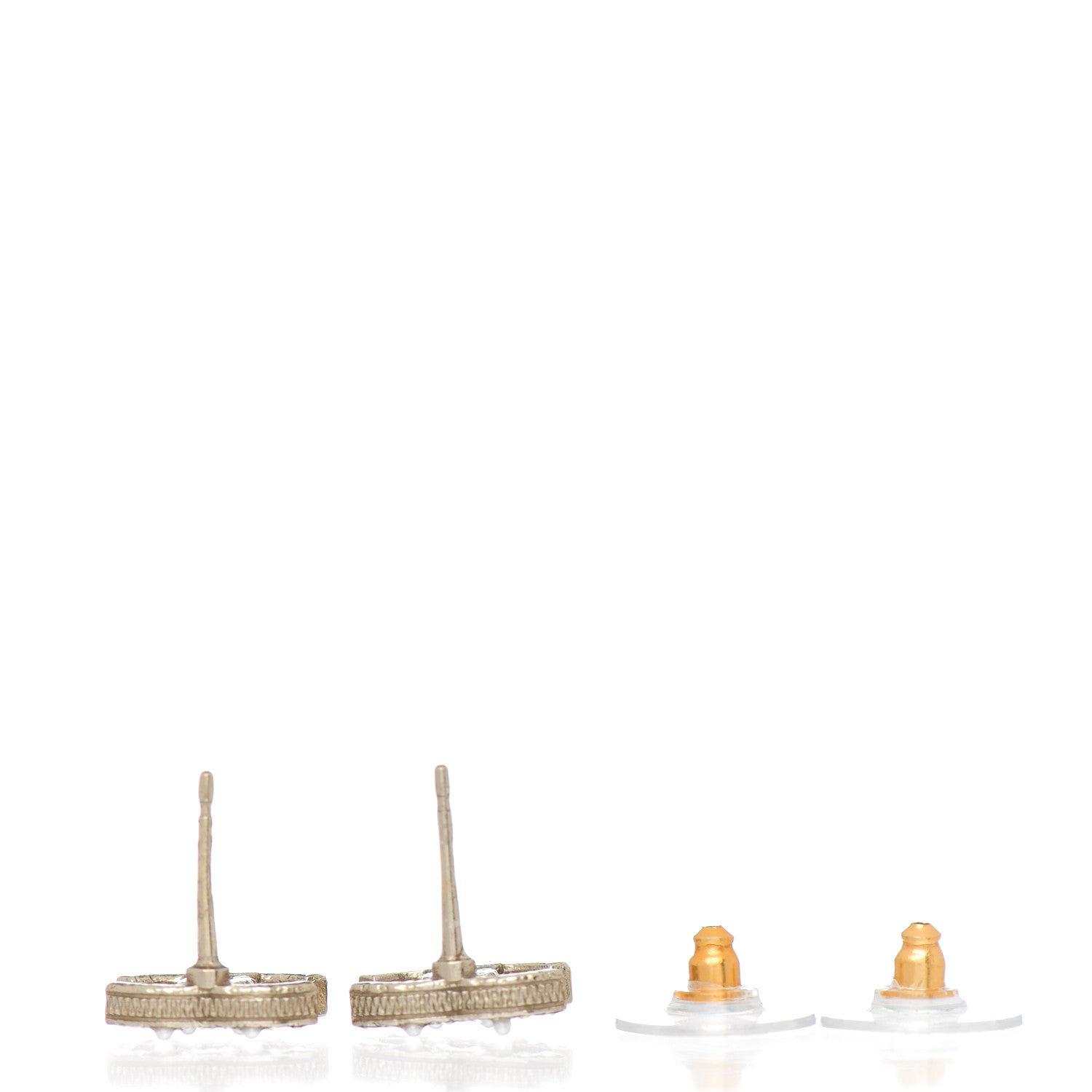 Chanel Pearl Crystal CC Charms Stud Earrings Light Gold 3 of 5