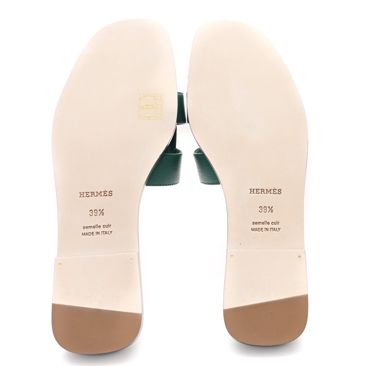 Hermes Epsom Oran Sandals 39.5 Vert Bouteille 6 of 9