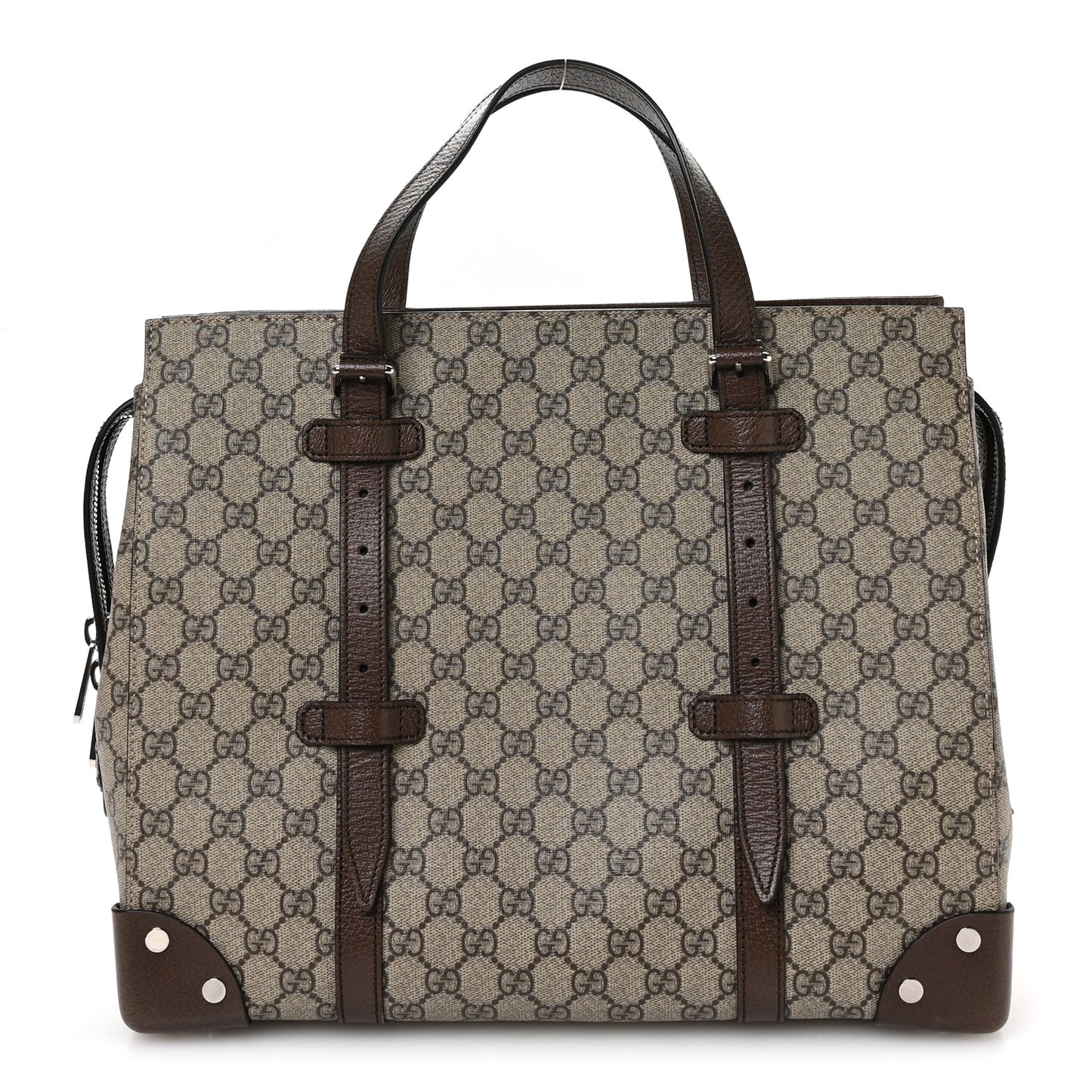 GG Supreme Monogram Textured Dollar Calfskin Medium Detail Tote Beige Ebony New Acero