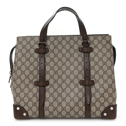 Gucci GG Supreme Monogram Textured Dollar Calfskin Medium Detail Tote Beige Ebony New Acero 1 of 10