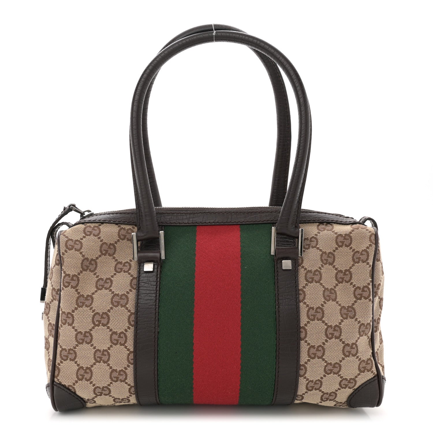 Gucci Monogram Vintage Web Mini Boston Dark Brown 1 of 11