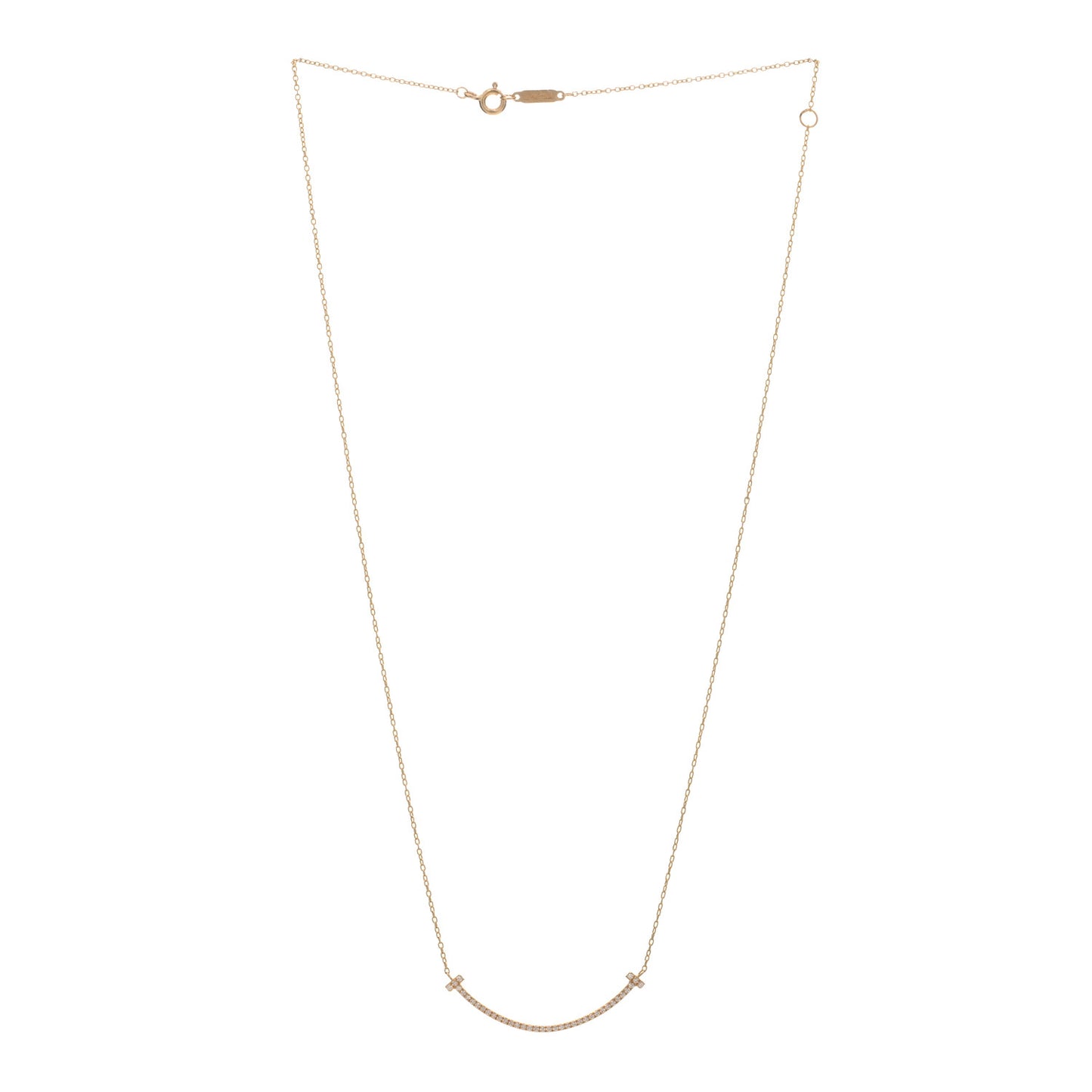 18K Rose Gold Diamond Small T Smile Pendant Necklace