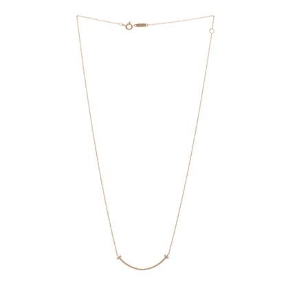 Tiffany 18K Rose Gold Diamond Small T Smile Pendant Necklace 2 of 4