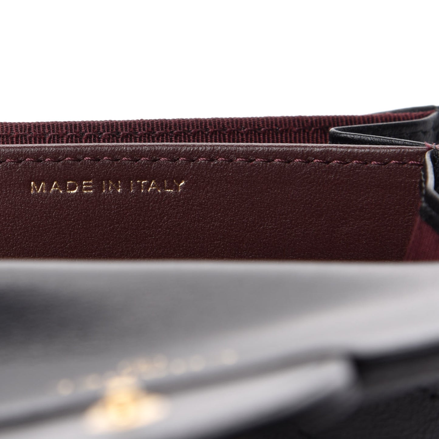 Crumpled Calfskin Chevron Quilted Reissue Card Holder Black