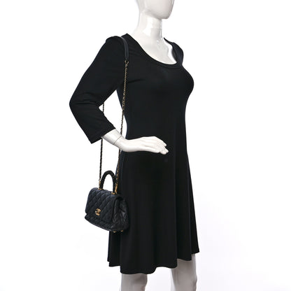 Chanel Calfskin Crystal Quilted Extra Mini Coco Handle Flap Black 2 of 12