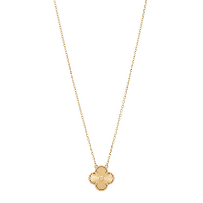 Van Cleef & Arpels 18K Yellow Gold Guilloche Vintage Alhambra Pendant Necklace 1 of 4