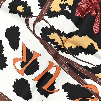 Hermes Silk Monsieur et Madame Scarf 90 Chocolat Ivoire Black 4 of 4