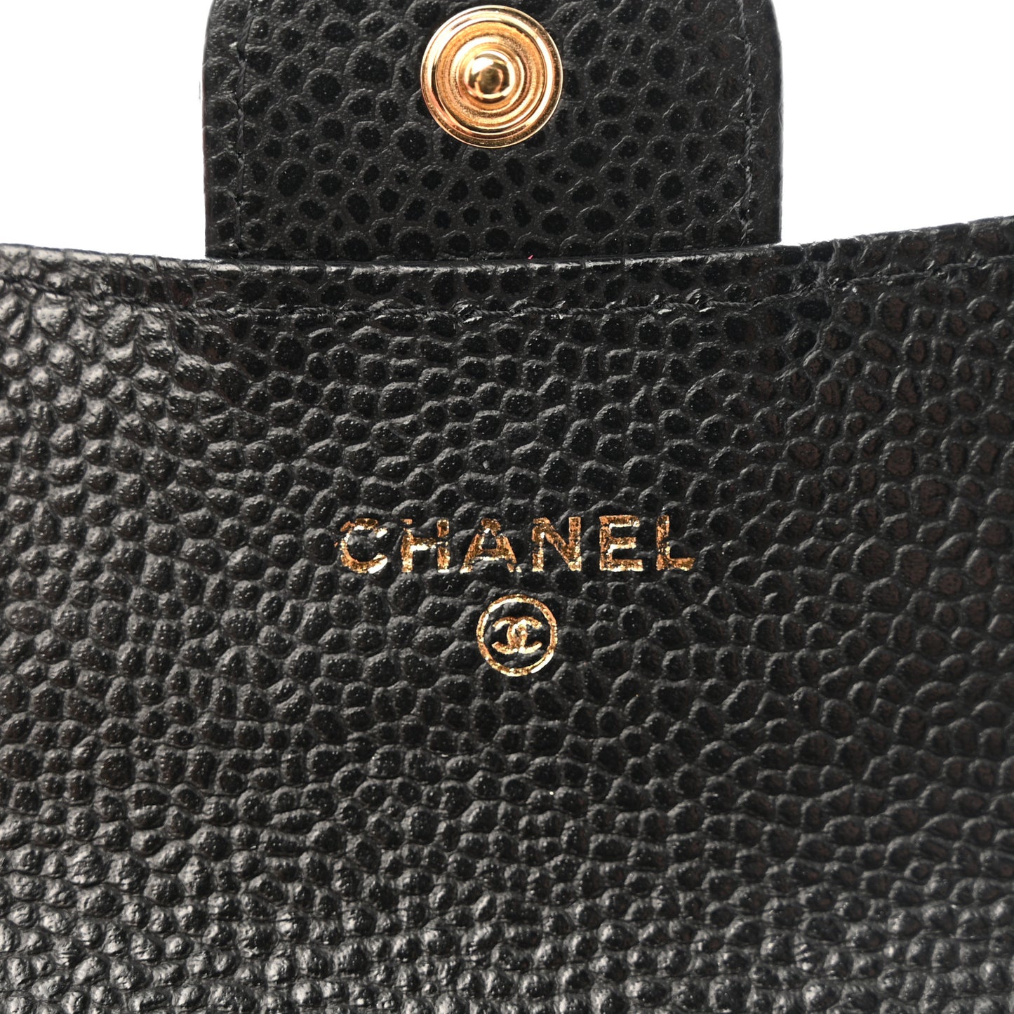 Caviar Quilted Flap Card Holder Wallet Black