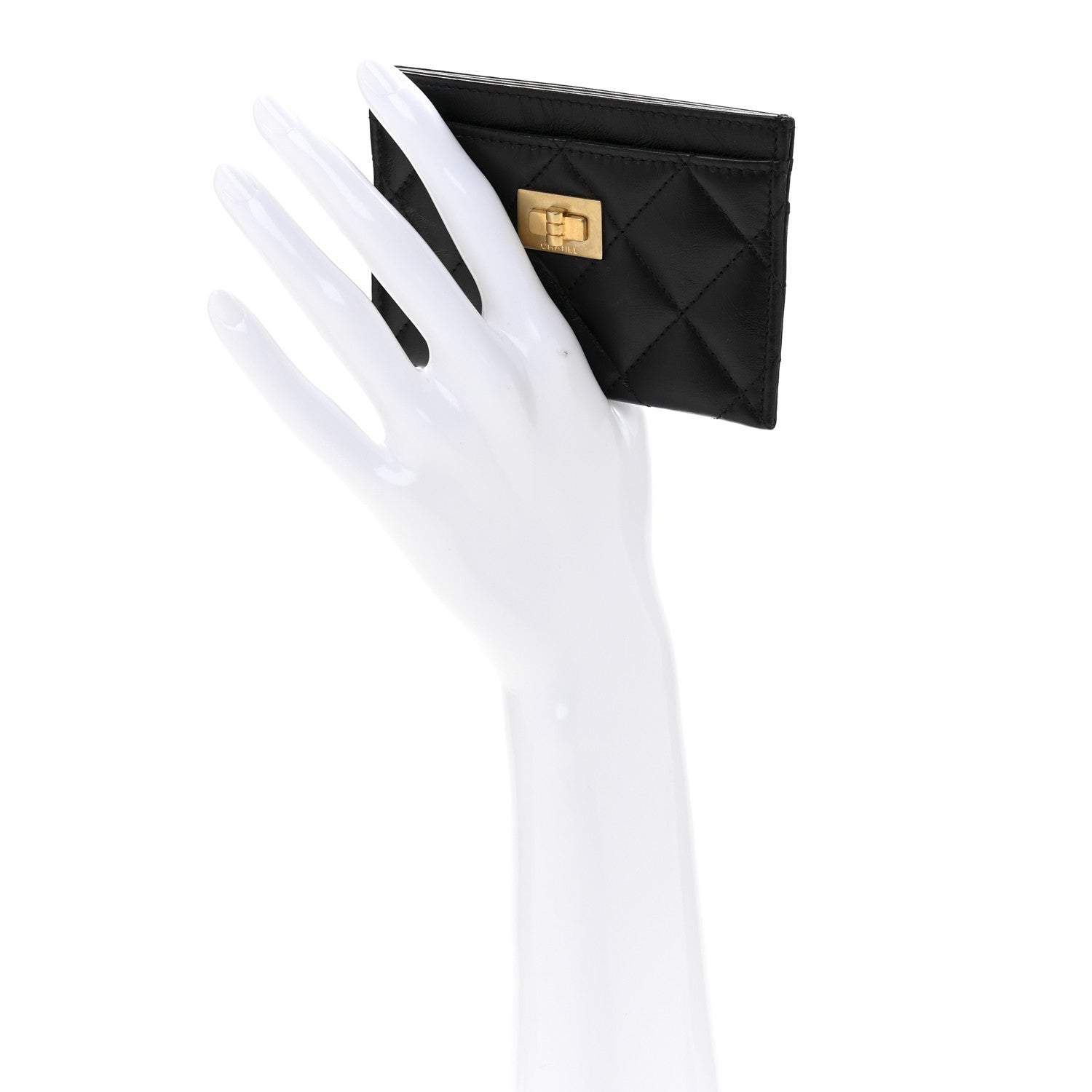 Chanel Aged Calfskin Quilted Reissue Card Holder Black 2 of 12