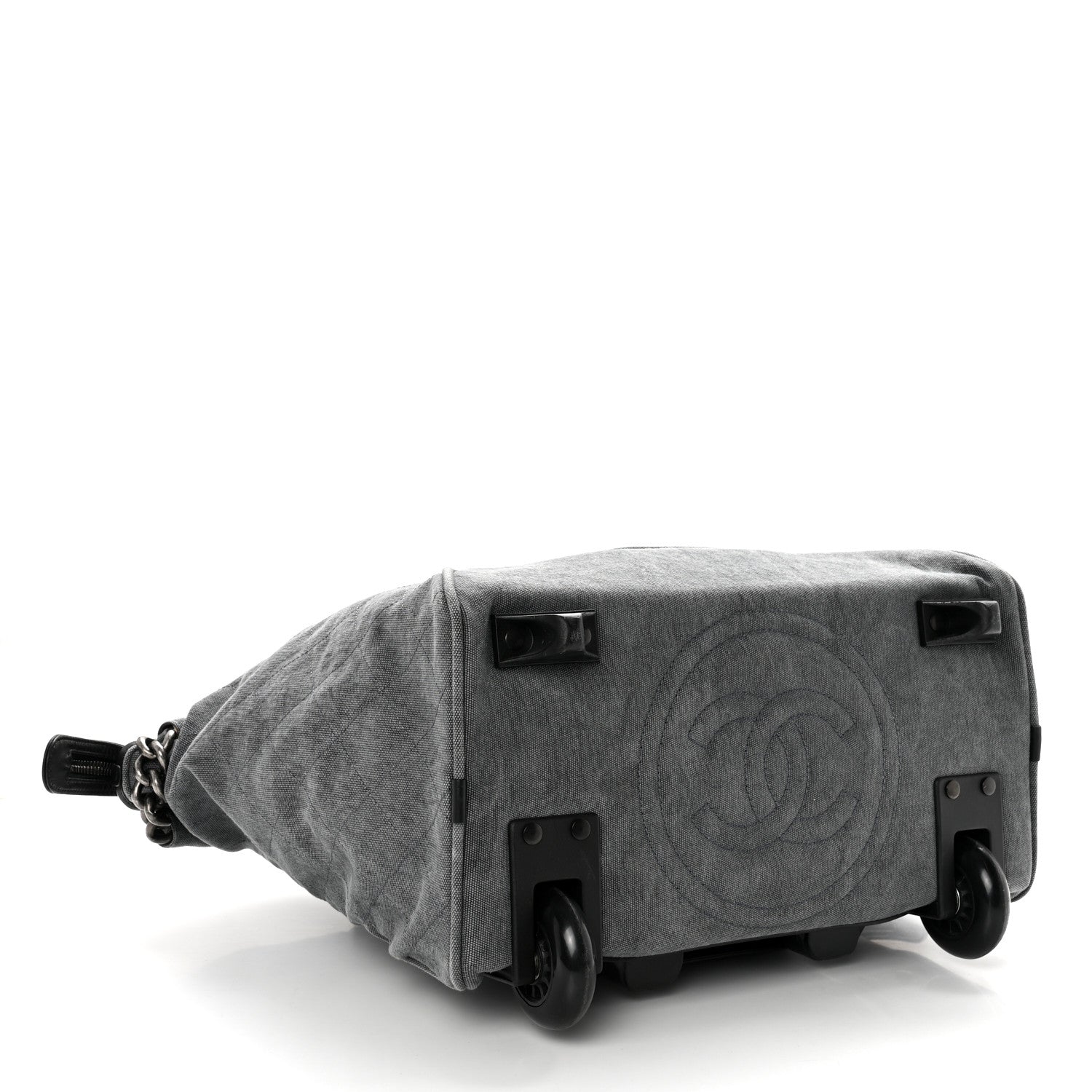 Chanel Washed Toile Calfskin Quilted Trolley Black 4 of 10