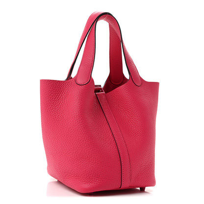 Hermes Taurillon Clemence Monochrome Picotin Lock 18 PM Rose Mexico 3 of 10