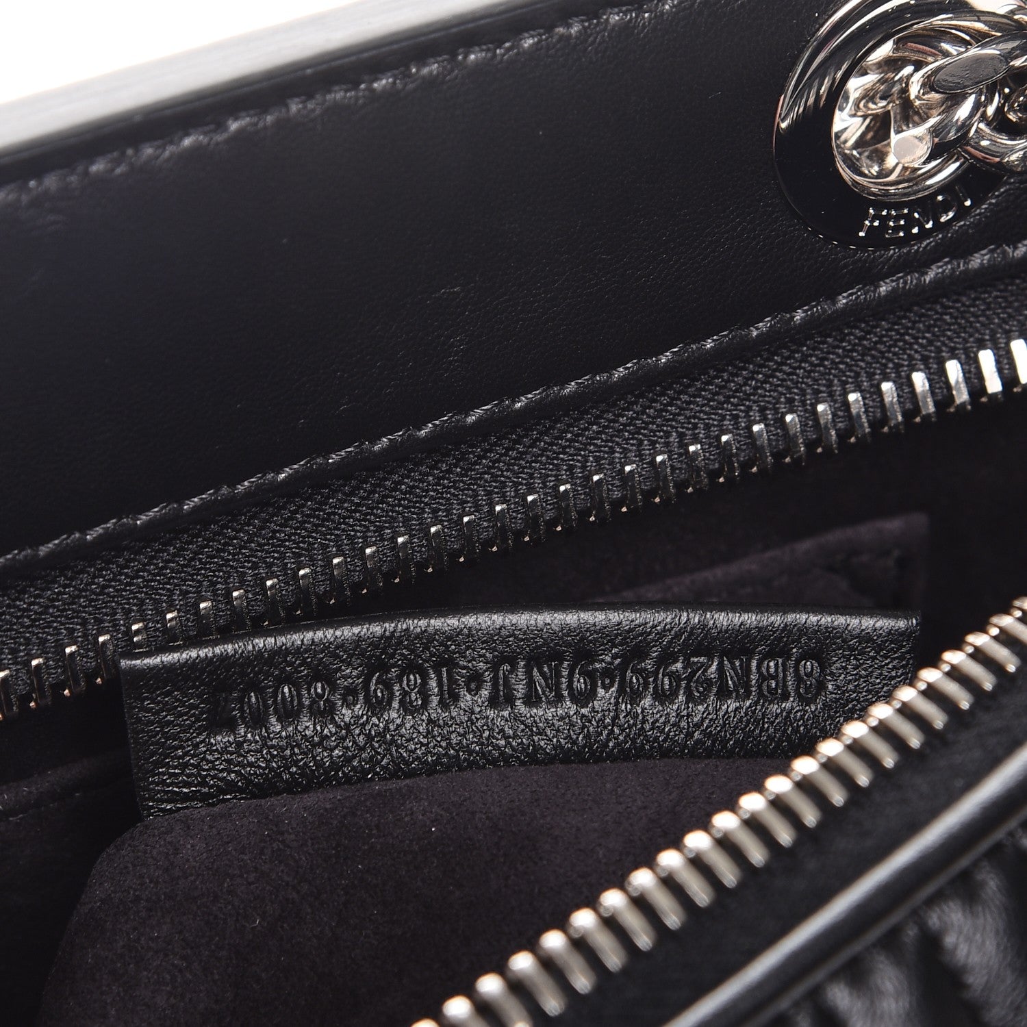 Fendi Shiny Nappa Trapuntata Chain Small DotCom Click Chain Satchel Black 9 of 9
