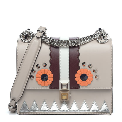Fendi Vitello Liberty Lucido Catalan Mirror Hypnoteyes Studded Small Kan I Shoulder Bag Grigio Polvere Bordeaux Multicolor 1 of 9