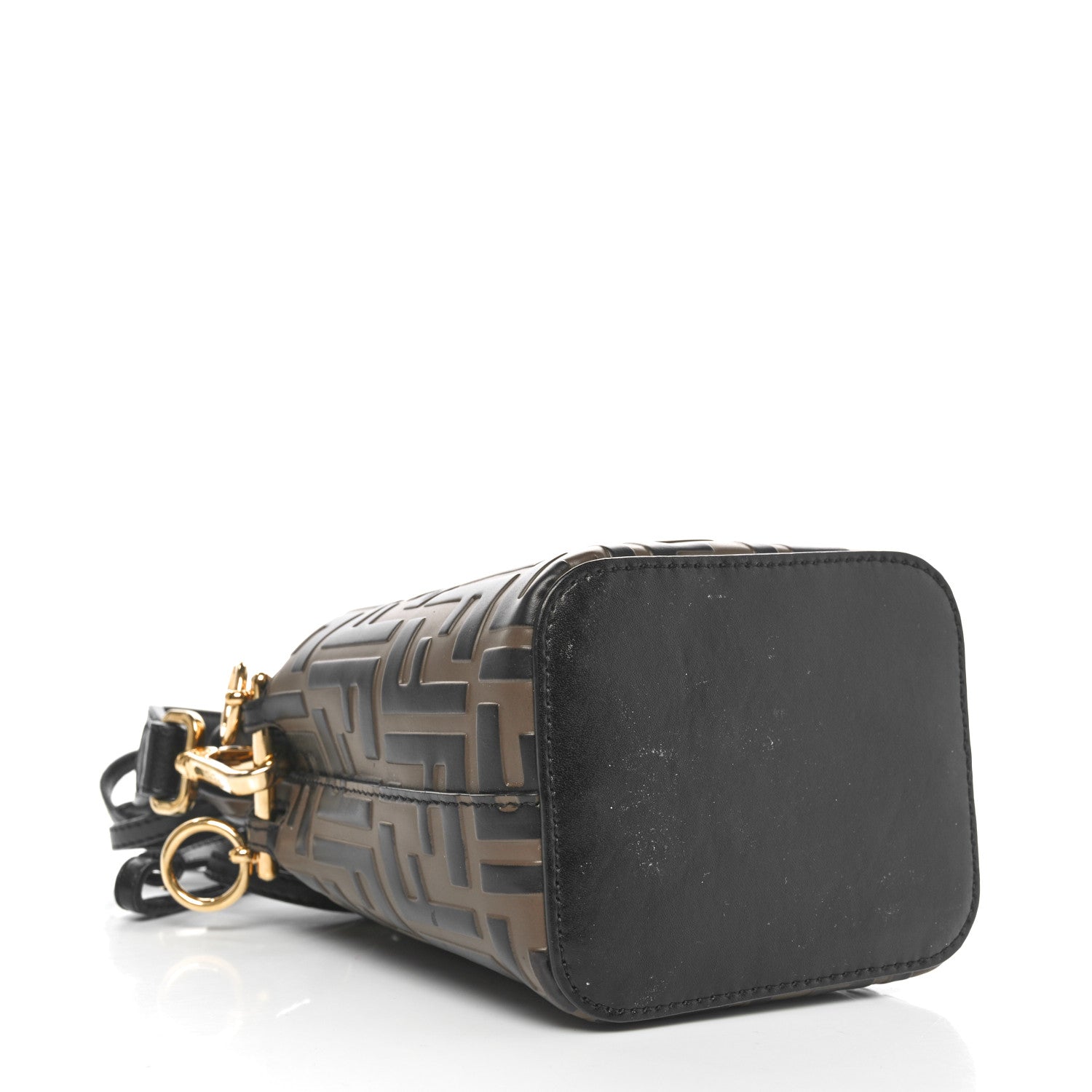 Fendi Vitello Liberty F is Fendi Bi-Color FF 1974 Embossed Mini Mon Tresor Bucket Bag Maya Black 4 of 11