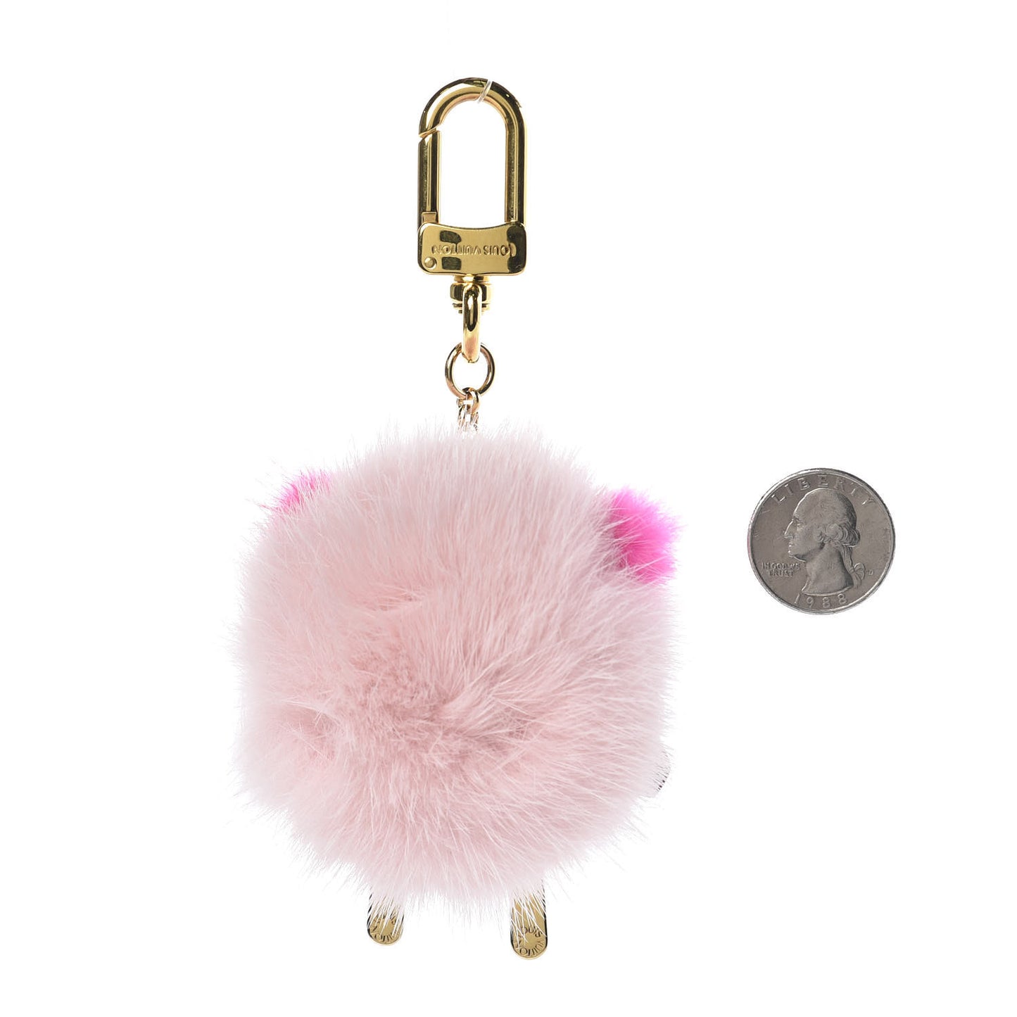 Calfskin Mink Fur Wild Puppet Bag Charm Key Holder Rose