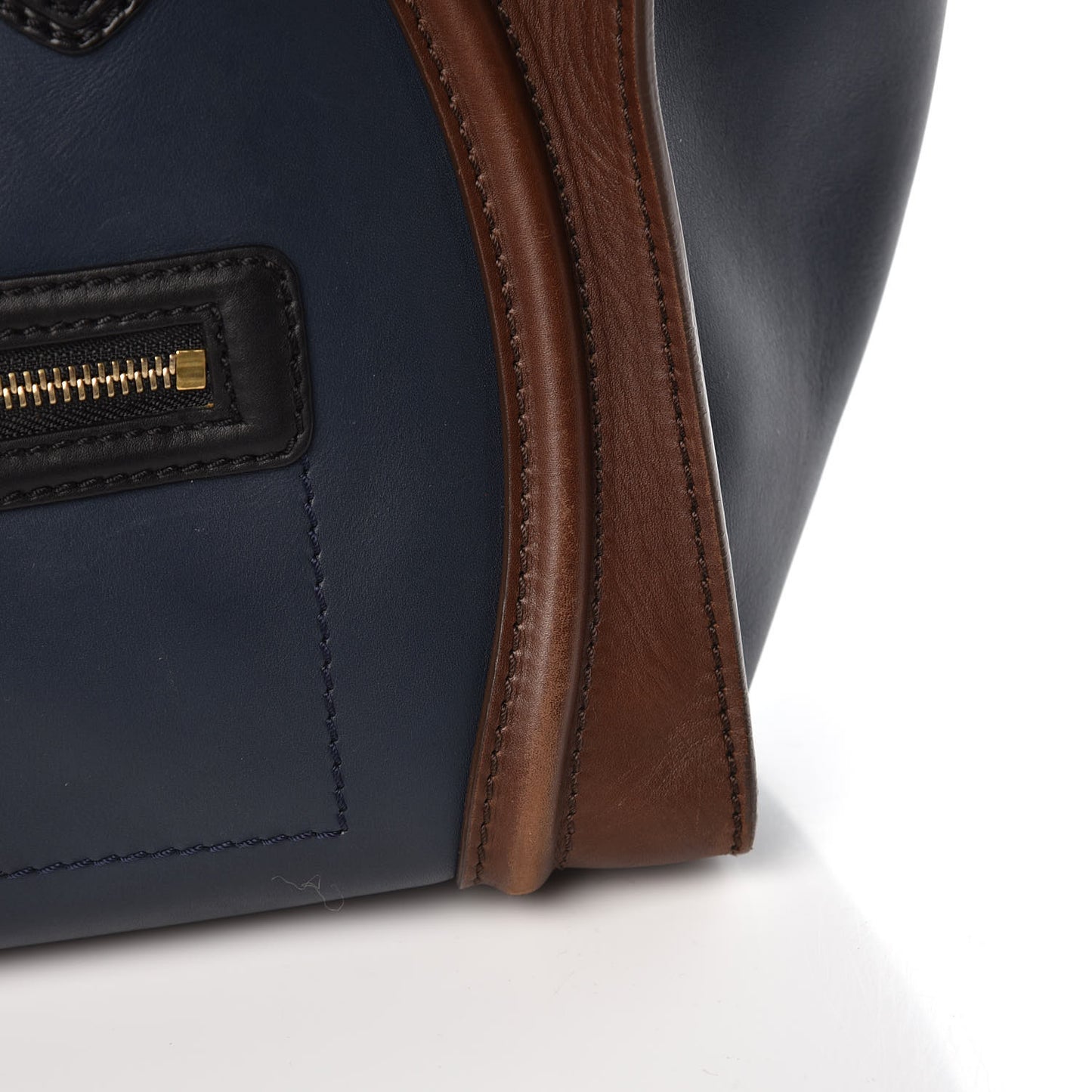 Smooth Calfskin Mini Tri-Color Luggage Navy