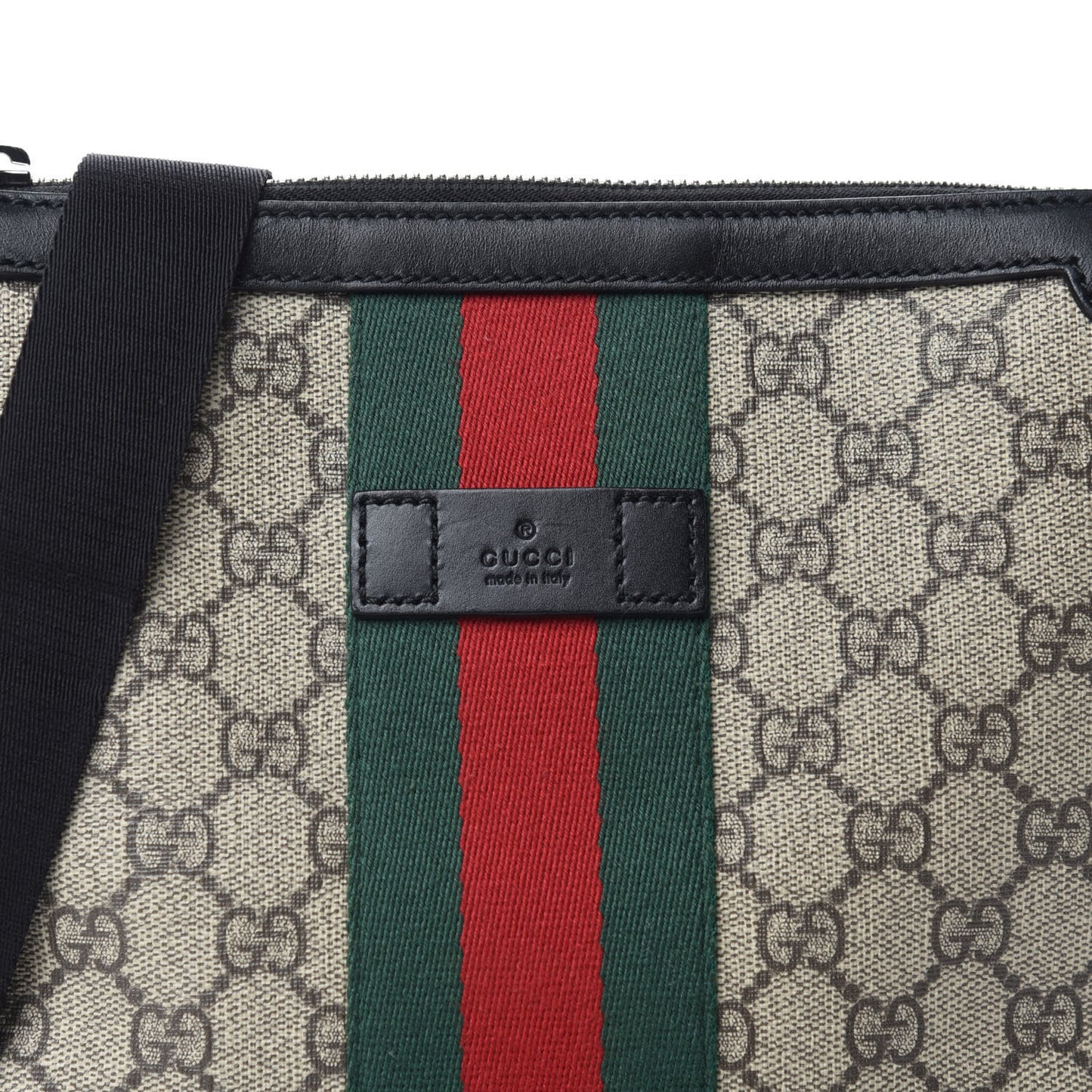 GG Supreme Monogram Web Messenger Bag Black