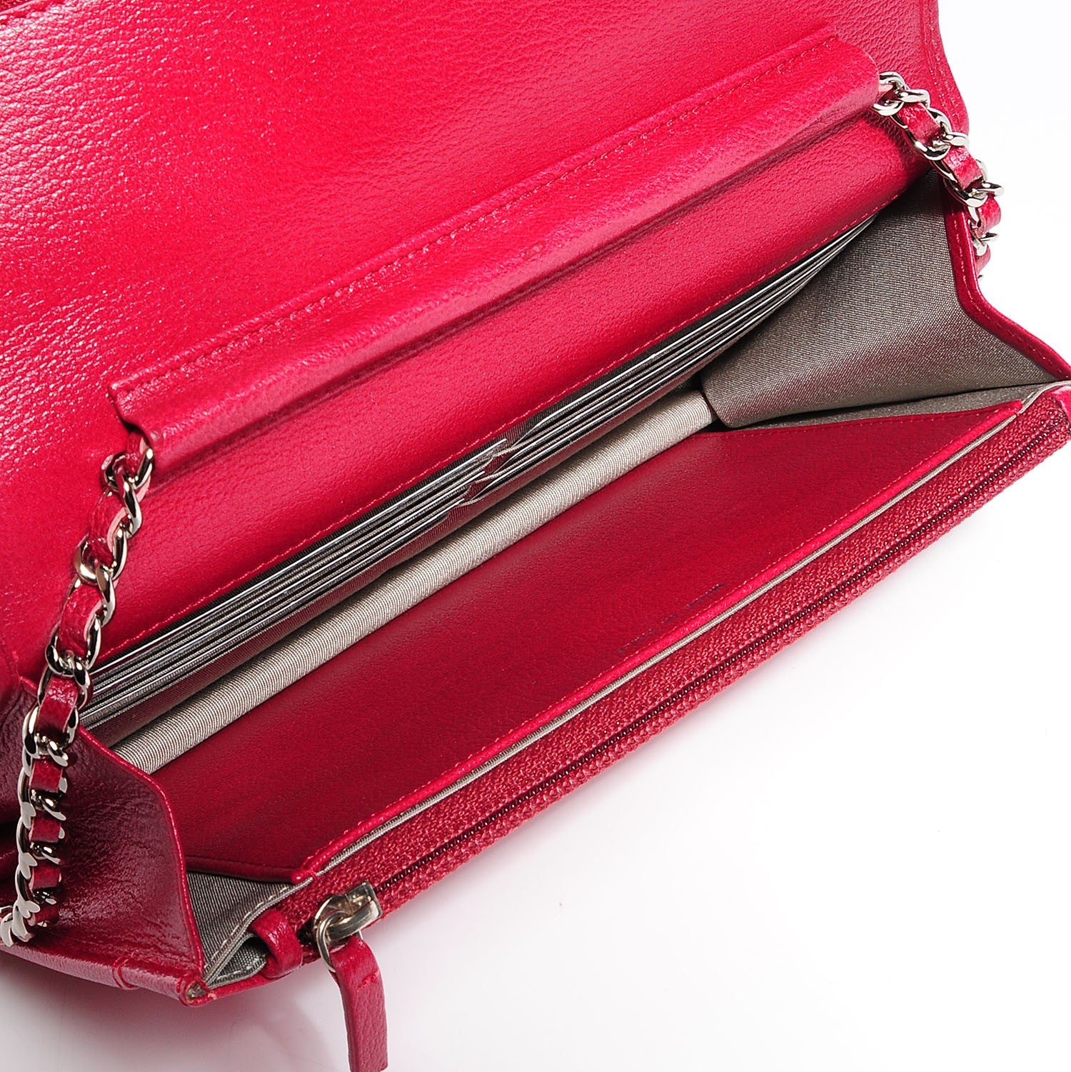 Chanel Goatskin Embossed Jacket Wallet On Chain WOC Red 6 of 10