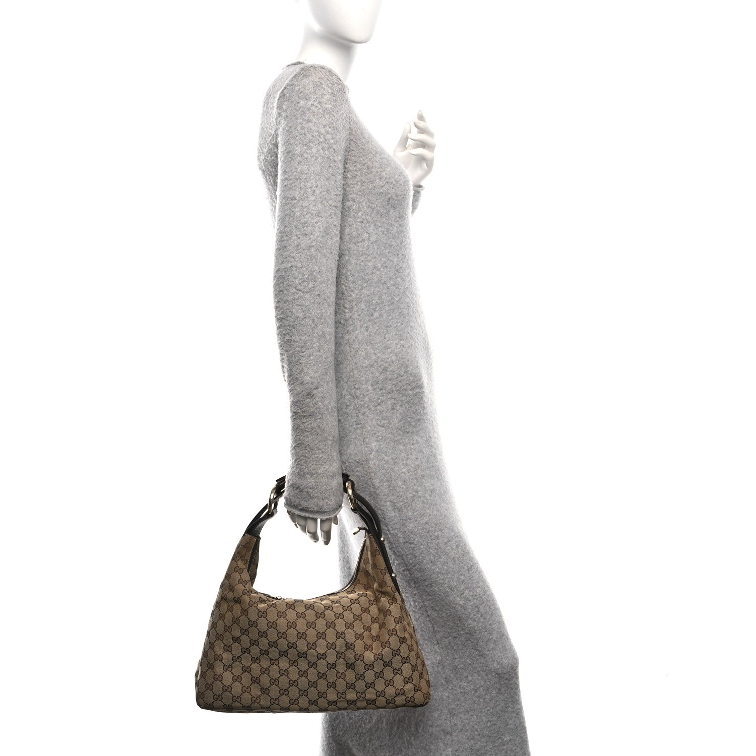 Gucci Monogram Medium Horsebit Chain Hobo Dark Brown 2 of 13