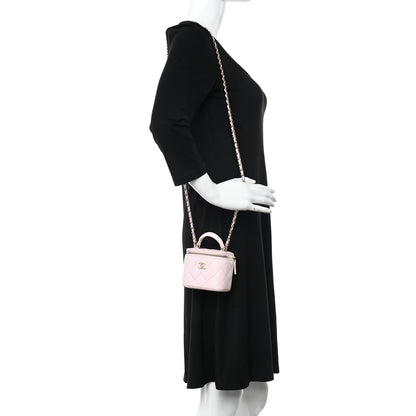 Chanel Lambskin Quilted Mini Top Handle Vanity Case With Chain Light Pink 2 of 11