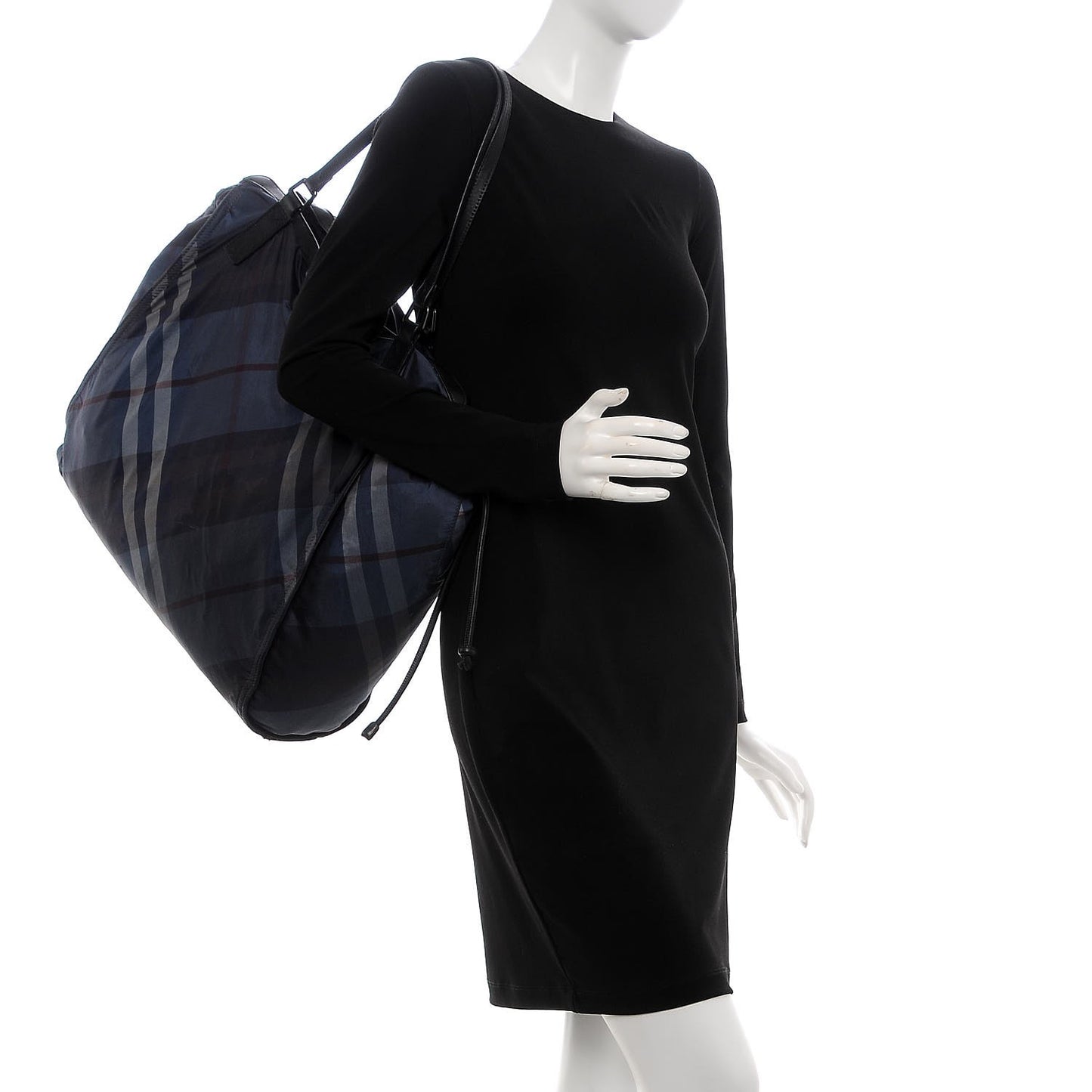 Nylon Nova Check Buckleigh Packable Tote Navy Blue