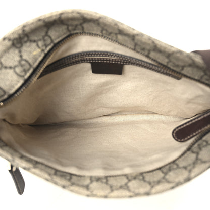 Gucci GG Supreme Monogram Selleria Calfskin Small Flat Side Zip Messenger Bag Beige Ebony Cocoa Dark Chocolate 5 of 12