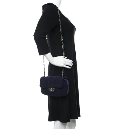 Chanel Cable Knit Mini Paris-Hamburg Flap Navy Blue 2 of 10