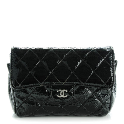 Chanel Distressed Patent Quilted Flap Cosmetic Case Black 1 of 8